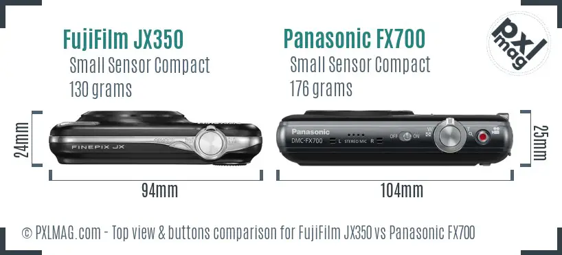 FujiFilm JX350 vs Panasonic FX700 top view buttons comparison