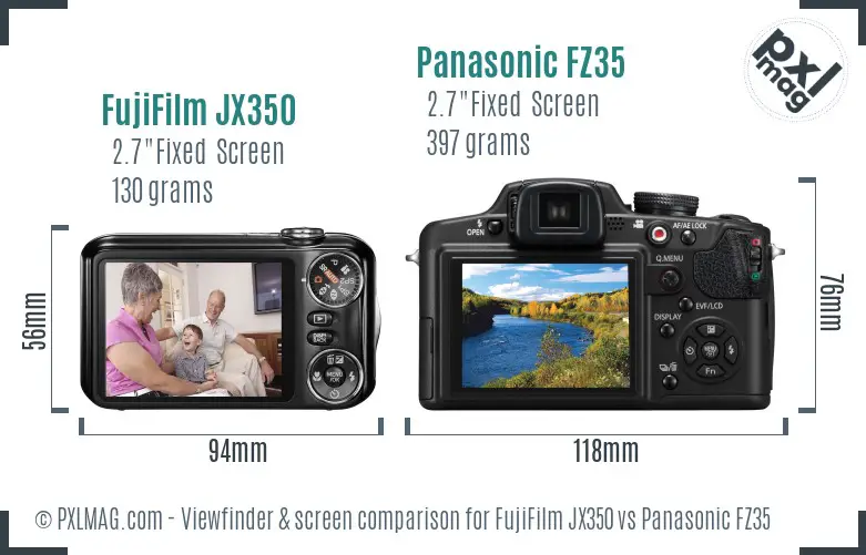 FujiFilm JX350 vs Panasonic FZ35 Screen and Viewfinder comparison