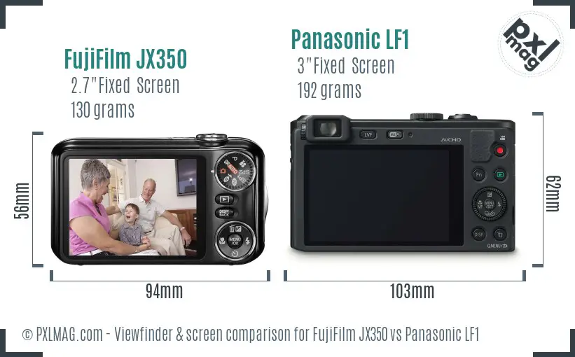 FujiFilm JX350 vs Panasonic LF1 Screen and Viewfinder comparison