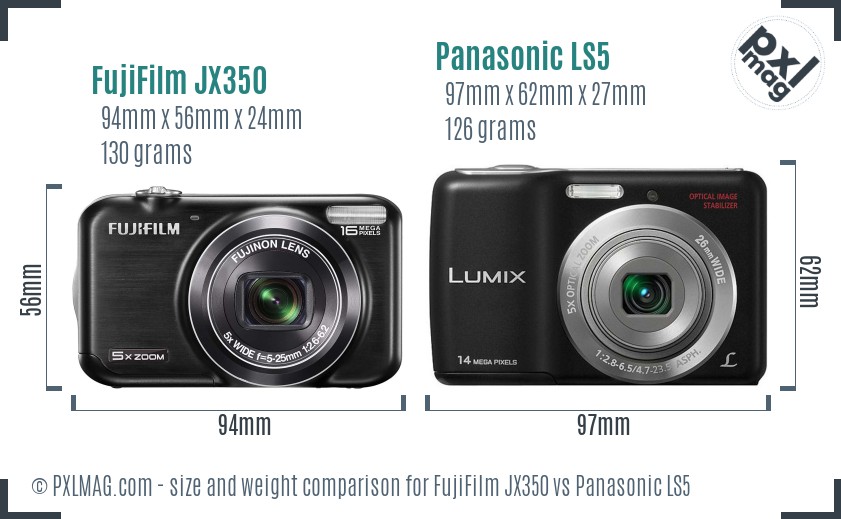 FujiFilm JX350 vs Panasonic LS5 size comparison