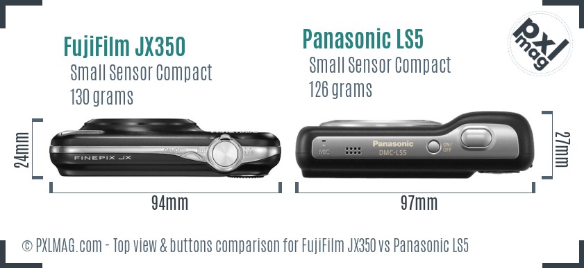 FujiFilm JX350 vs Panasonic LS5 top view buttons comparison