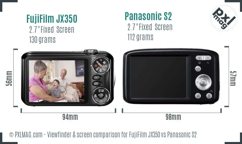 FujiFilm JX350 vs Panasonic S2 Screen and Viewfinder comparison