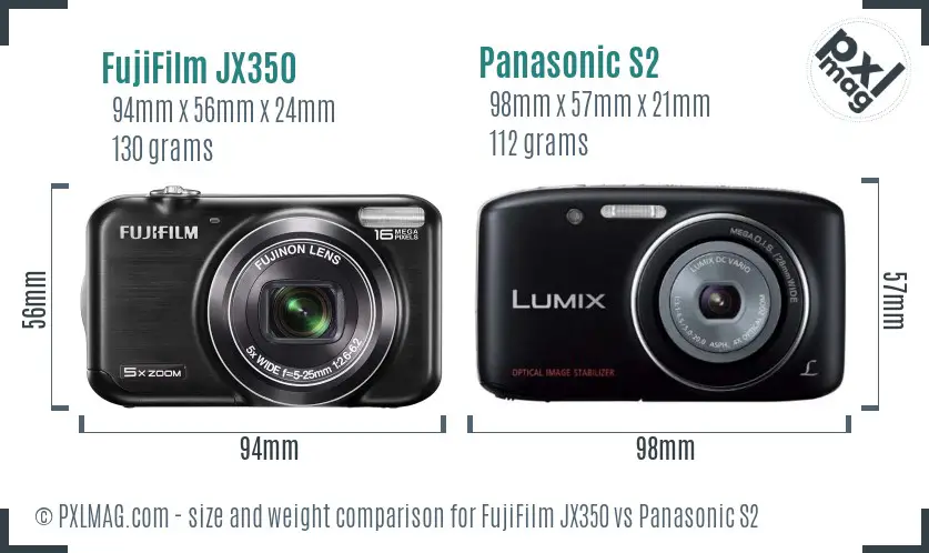 FujiFilm JX350 vs Panasonic S2 size comparison