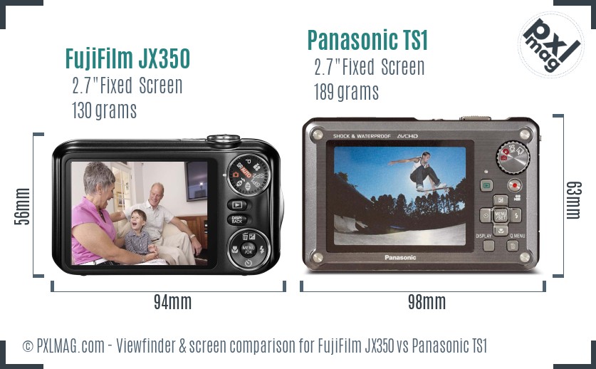 FujiFilm JX350 vs Panasonic TS1 Screen and Viewfinder comparison