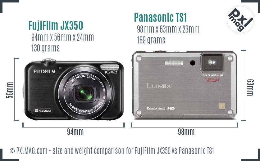 FujiFilm JX350 vs Panasonic TS1 size comparison FujiFilm JX350 vs Panasonic TS1 size comparison