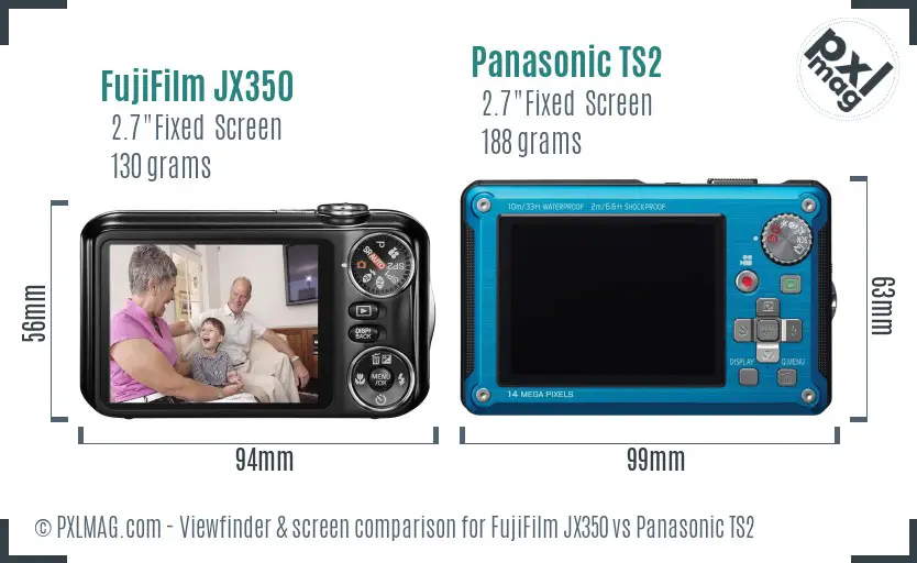 FujiFilm JX350 vs Panasonic TS2 Screen and Viewfinder comparison