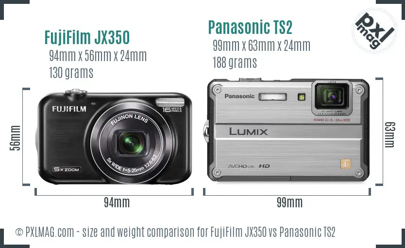 FujiFilm JX350 vs Panasonic TS2 size comparison
