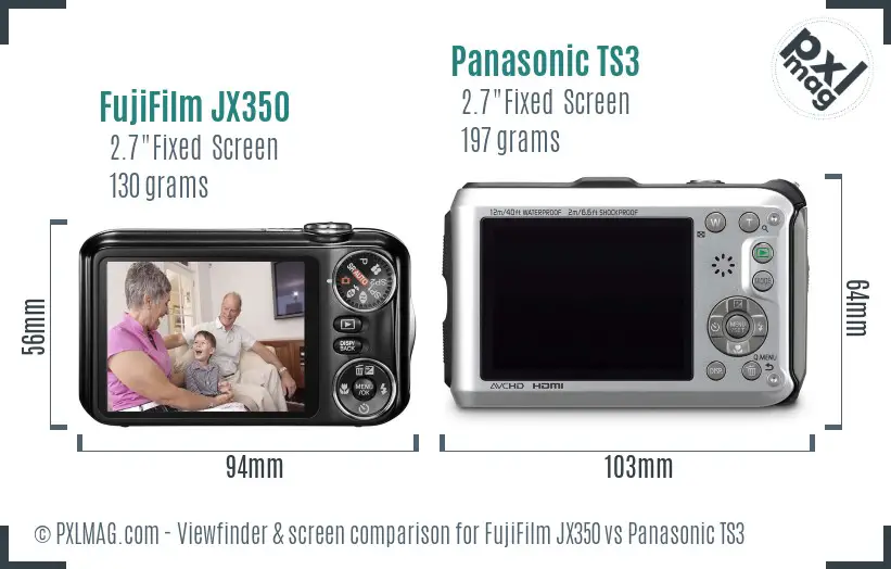 FujiFilm JX350 vs Panasonic TS3 Screen and Viewfinder comparison