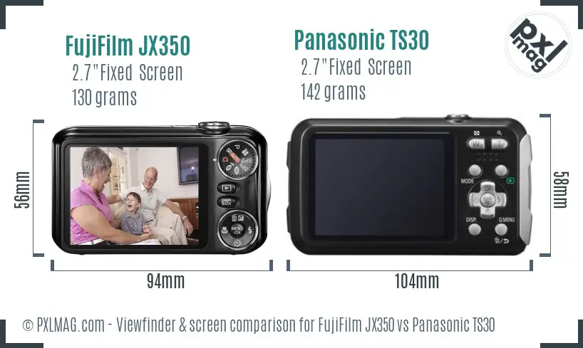 FujiFilm JX350 vs Panasonic TS30 Screen and Viewfinder comparison