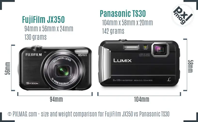 FujiFilm JX350 vs Panasonic TS30 size comparison