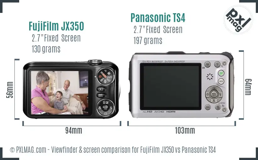 FujiFilm JX350 vs Panasonic TS4 Screen and Viewfinder comparison FujiFilm JX350 vs Panasonic TS4 Screen and Viewfinder comparison