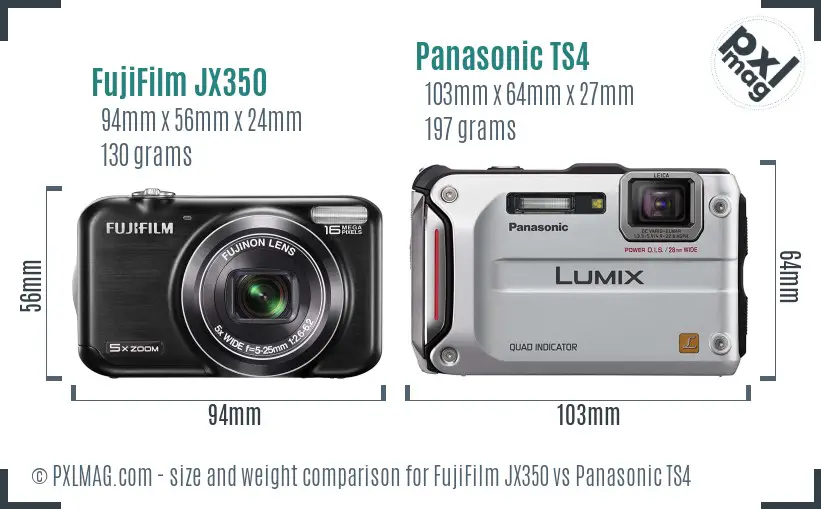 FujiFilm JX350 vs Panasonic TS4 size comparison FujiFilm JX350 vs Panasonic TS4 size comparison