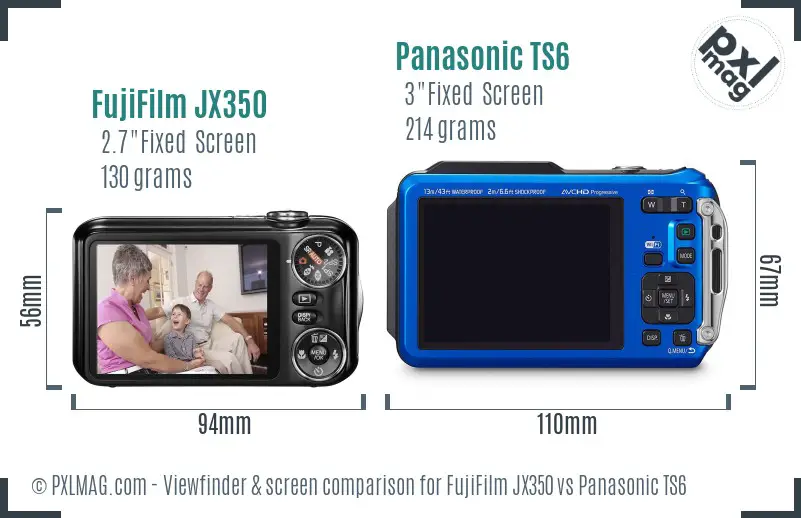 FujiFilm JX350 vs Panasonic TS6 Screen and Viewfinder comparison