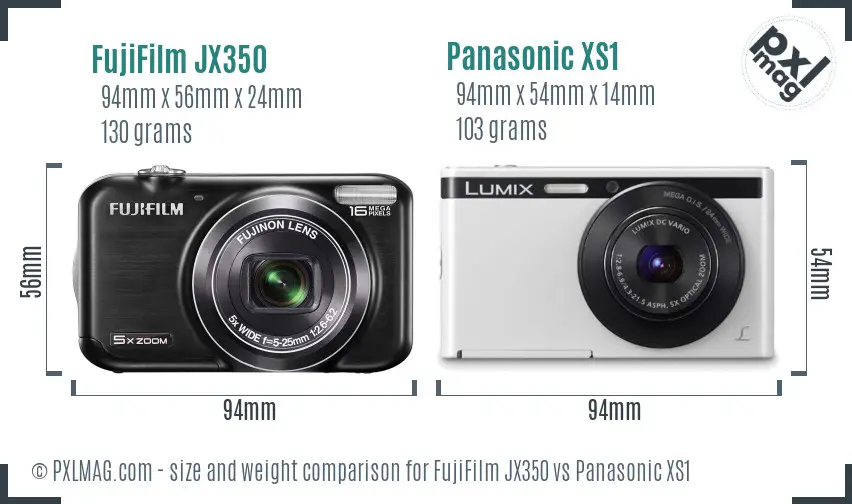 FujiFilm JX350 vs Panasonic XS1 size comparison