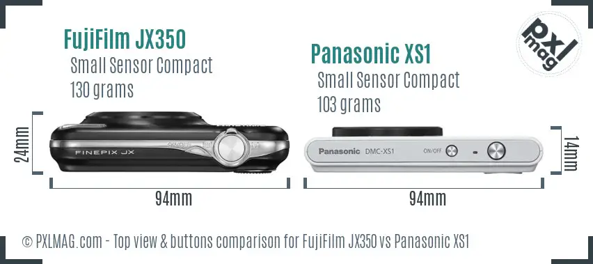 FujiFilm JX350 vs Panasonic XS1 top view buttons comparison