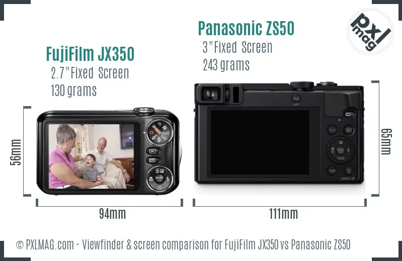 FujiFilm JX350 vs Panasonic ZS50 Screen and Viewfinder comparison FujiFilm JX350 vs Panasonic ZS50 Screen and Viewfinder comparison