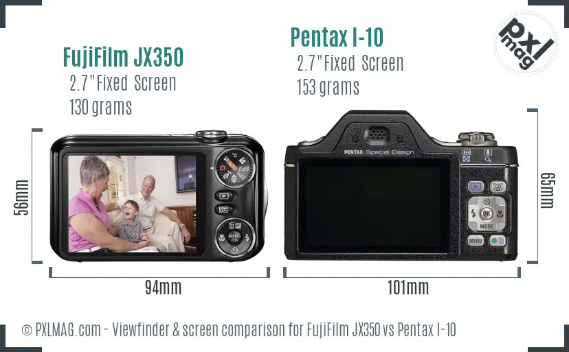 FujiFilm JX350 vs Pentax I-10 Screen and Viewfinder comparison FujiFilm JX350 vs Pentax I-10 Screen and Viewfinder comparison