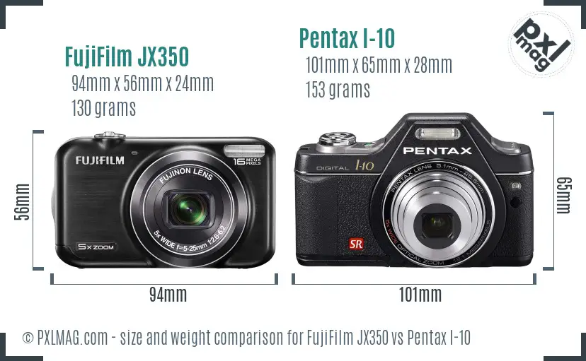 FujiFilm JX350 vs Pentax I-10 size comparison FujiFilm JX350 vs Pentax I-10 size comparison