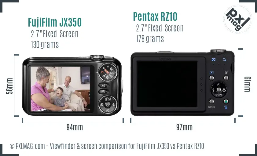 FujiFilm JX350 vs Pentax RZ10 Screen and Viewfinder comparison FujiFilm JX350 vs Pentax RZ10 Screen and Viewfinder comparison