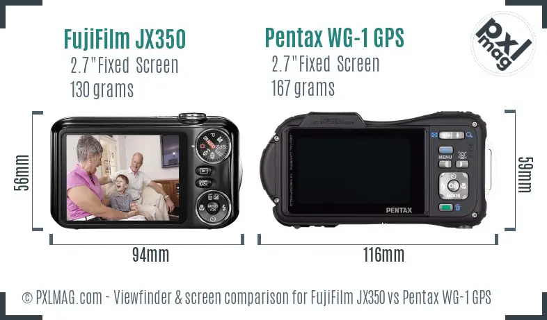 FujiFilm JX350 vs Pentax WG-1 GPS Screen and Viewfinder comparison