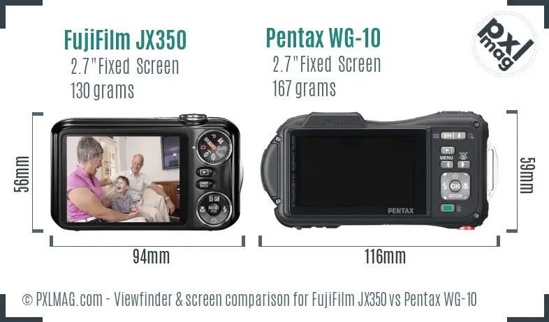 FujiFilm JX350 vs Pentax WG-10 Screen and Viewfinder comparison