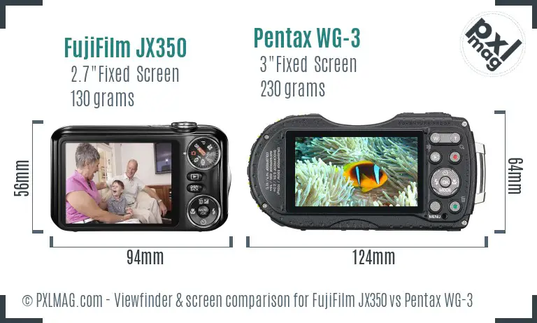 FujiFilm JX350 vs Pentax WG-3 Screen and Viewfinder comparison