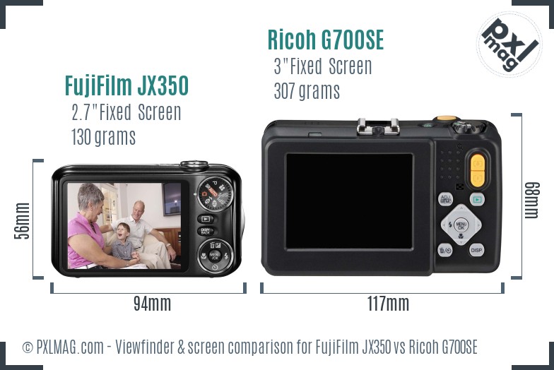 FujiFilm JX350 vs Ricoh G700SE Screen and Viewfinder comparison