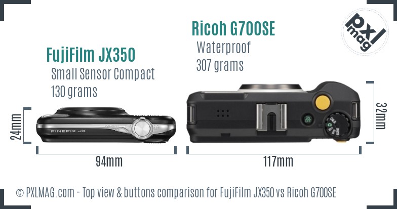 FujiFilm JX350 vs Ricoh G700SE top view buttons comparison