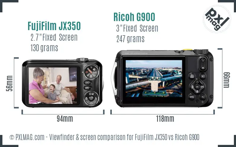 FujiFilm JX350 vs Ricoh G900 Screen and Viewfinder comparison