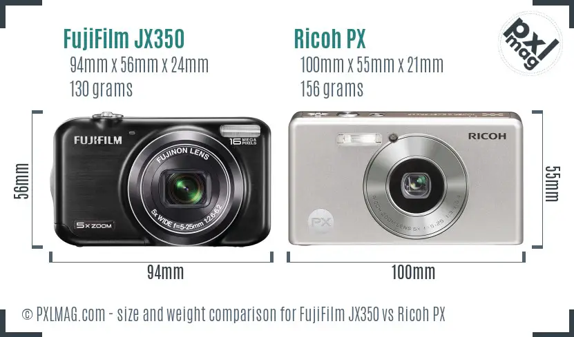 FujiFilm JX350 vs Ricoh PX size comparison FujiFilm JX350 vs Ricoh PX size comparison