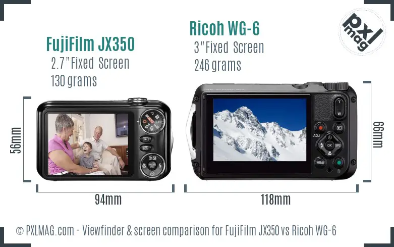 FujiFilm JX350 vs Ricoh WG-6 Screen and Viewfinder comparison