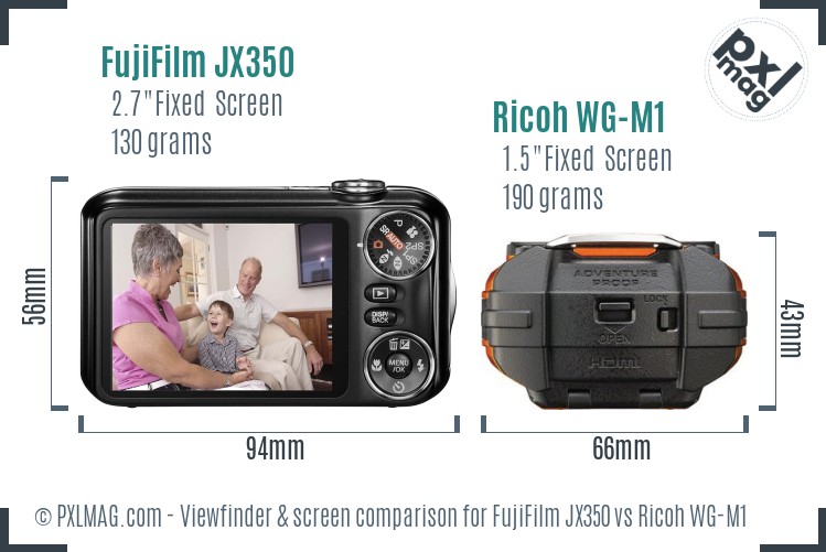 FujiFilm JX350 vs Ricoh WG-M1 Screen and Viewfinder comparison