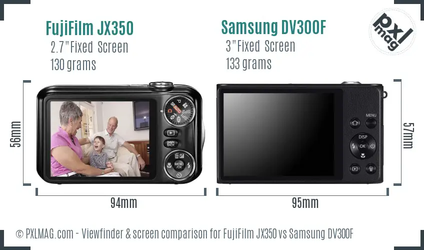 FujiFilm JX350 vs Samsung DV300F Screen and Viewfinder comparison FujiFilm JX350 vs Samsung DV300F Screen and Viewfinder comparison