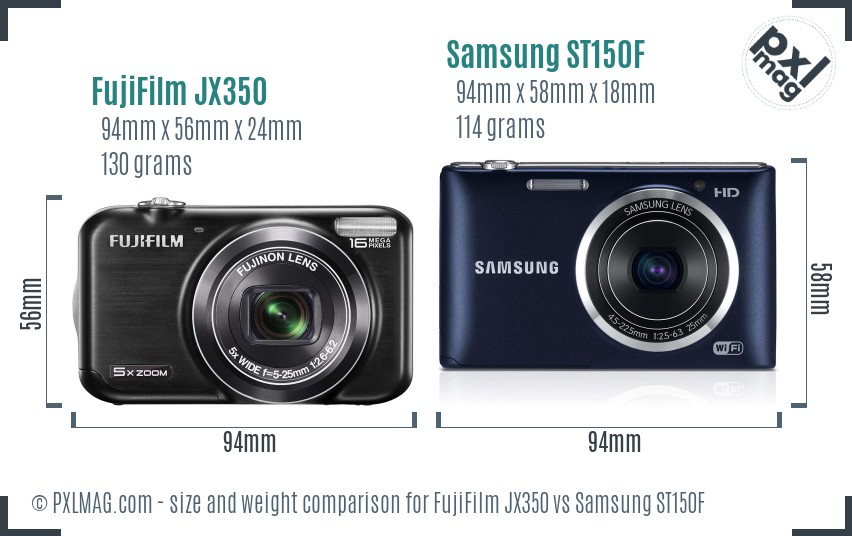 FujiFilm JX350 vs Samsung ST150F size comparison FujiFilm JX350 vs Samsung ST150F size comparison