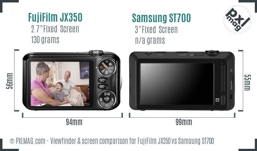 FujiFilm JX350 vs Samsung ST700 Screen and Viewfinder comparison