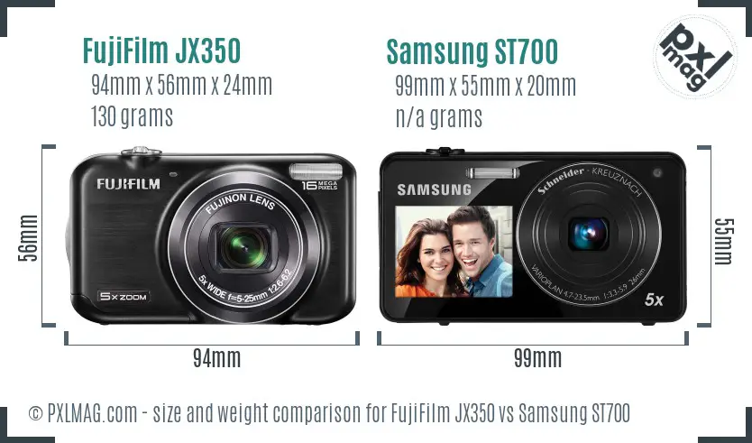 FujiFilm JX350 vs Samsung ST700 size comparison