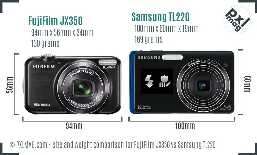 FujiFilm JX350 vs Samsung TL220 size comparison