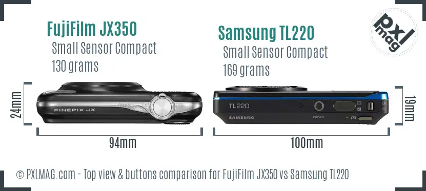 FujiFilm JX350 vs Samsung TL220 top view buttons comparison
