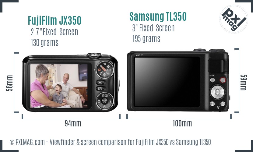 FujiFilm JX350 vs Samsung TL350 Screen and Viewfinder comparison