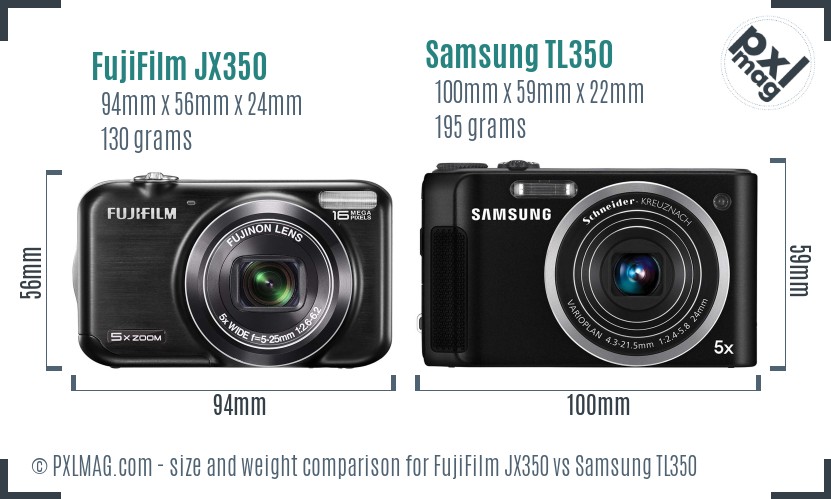 FujiFilm JX350 vs Samsung TL350 size comparison