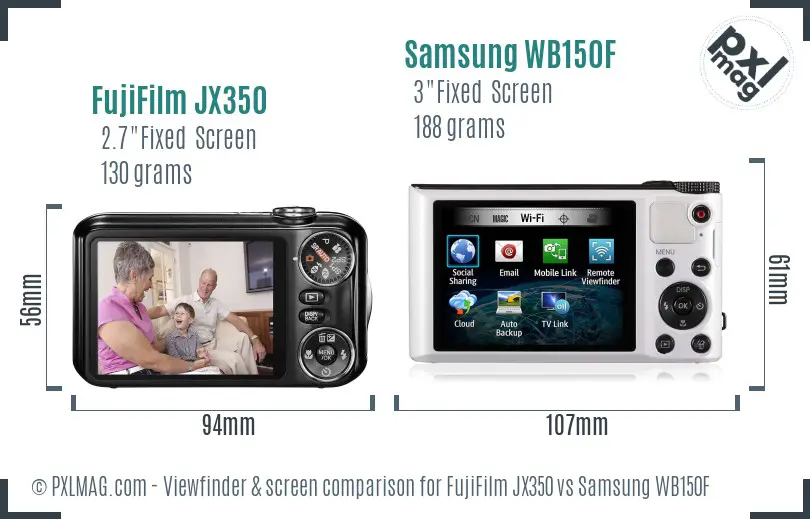 FujiFilm JX350 vs Samsung WB150F Screen and Viewfinder comparison FujiFilm JX350 vs Samsung WB150F Screen and Viewfinder comparison