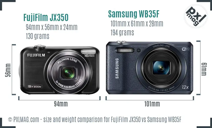 FujiFilm JX350 vs Samsung WB35F size comparison FujiFilm JX350 vs Samsung WB35F size comparison