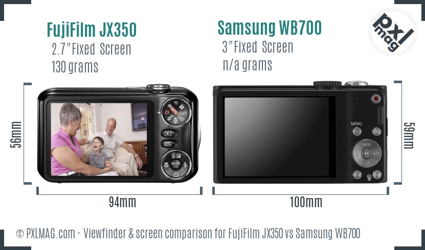 FujiFilm JX350 vs Samsung WB700 Screen and Viewfinder comparison