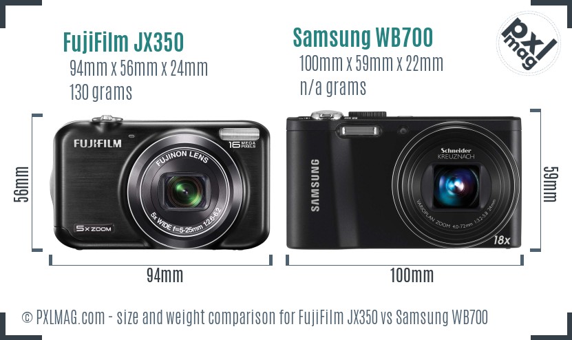 FujiFilm JX350 vs Samsung WB700 size comparison FujiFilm JX350 vs Samsung WB700 size comparison