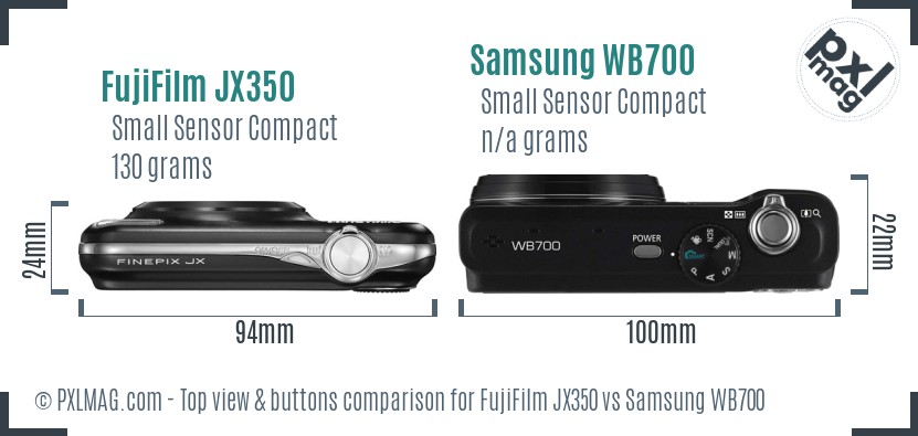 FujiFilm JX350 vs Samsung WB700 top view buttons comparison