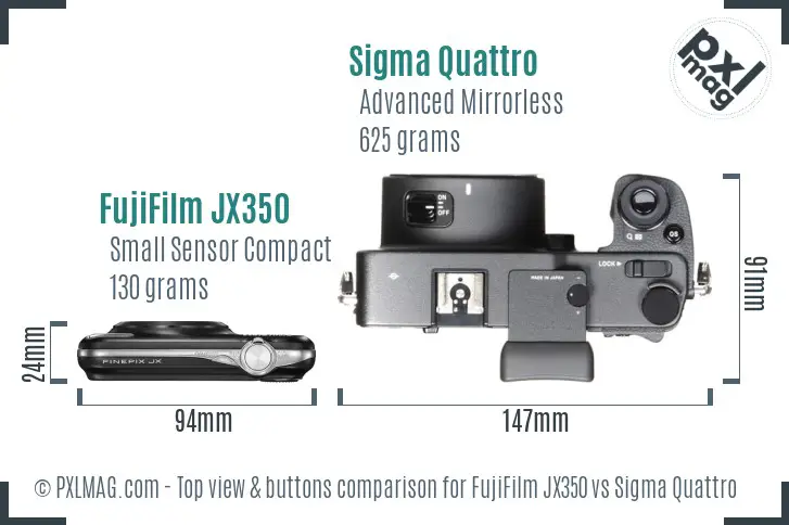 FujiFilm JX350 vs Sigma Quattro top view buttons comparison