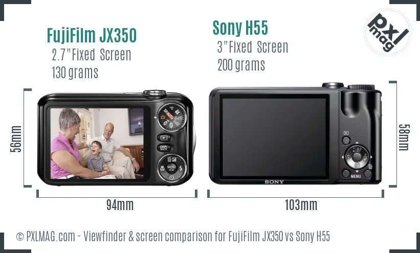 FujiFilm JX350 vs Sony H55 Screen and Viewfinder comparison