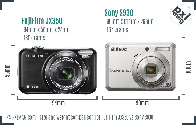 FujiFilm JX350 vs Sony S930 size comparison FujiFilm JX350 vs Sony S930 size comparison
