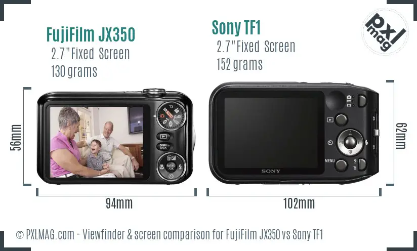 FujiFilm JX350 vs Sony TF1 Screen and Viewfinder comparison