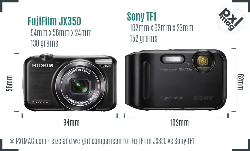 FujiFilm JX350 vs Sony TF1 size comparison